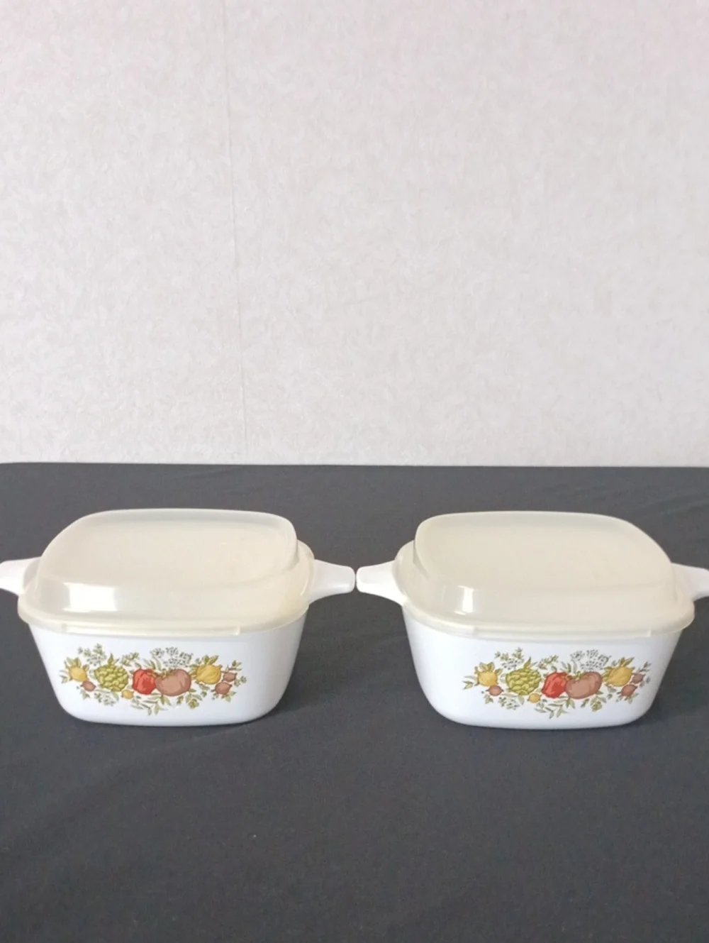 CorningWare White Covered Casserole Dishes with Vegetable Design (Set of 2)